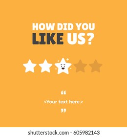 User rating concept. Review and rate us stars. Business concept for social media. vector illustration