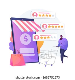 User rating and feedback. ?ustomer reviews cartoon web icon. E commerce, online shopping, internet buying. Trust metrics, top rated product. Vector isolated concept metaphor illustration