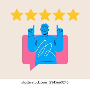 User rating five stars from dialog box in the application. Colorful vector illustration 