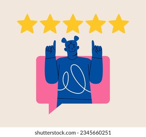 User rating five stars from dialog box in the application. Colorful vector illustration 