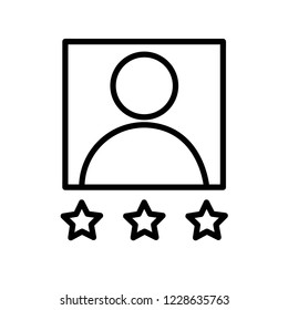 User rating icon man and three stars icon