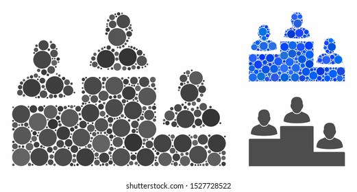 User rating levels mosaic of small circles in different sizes and shades, based on user rating levels icon. Vector filled circles are united into blue mosaic.