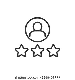 User Rating, linear icon. Person avatar and star rating. Line with editable stroke