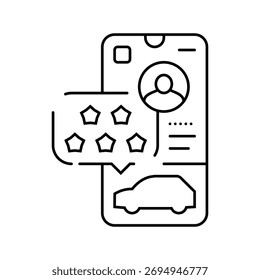 user rating share car service line icon vector. user rating share car service sign. isolated contour symbol black illustration