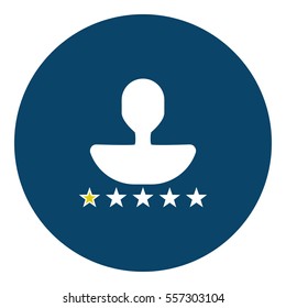 User rating - stars icon - Flat design, glyph style icon - Filled blue circle with yellow stars