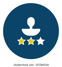 User rating - stars icon - Flat design, glyph style icon - Filled blue circle with yellow stars