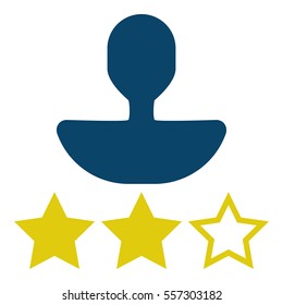 User rating - stars icon - Flat design, glyph style icon - Blue and yellow stars
