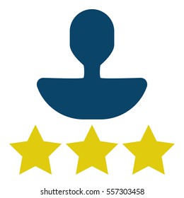 User rating - stars icon - Flat design, glyph style icon - Blue and yellow stars

