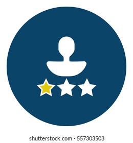 User rating - stars icon - Flat design, glyph style icon - Filled blue circle with yellow stars