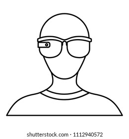 user with reality virtual glasses icon