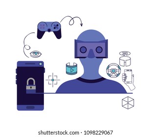 user with reality virtual mask technology