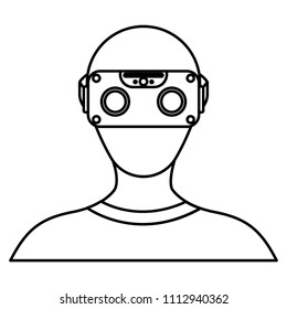 user with reality virtual mask technology