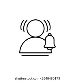 User Receiving Notification With Alert Bell In Minimalist Outline Style