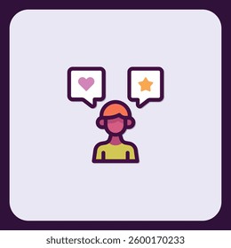 User Receiving Positive Feedback: Hearts and Stars Icon