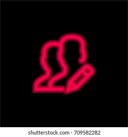 User red glowing neon ui ux icon. Glowing sign logo vector