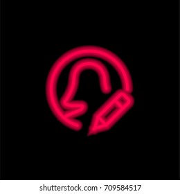 User red glowing neon ui ux icon. Glowing sign logo vector