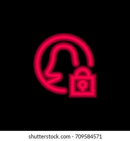 User red glowing neon ui ux icon. Glowing sign logo vector