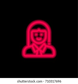 User red glowing neon ui ux icon. Glowing sign logo vector