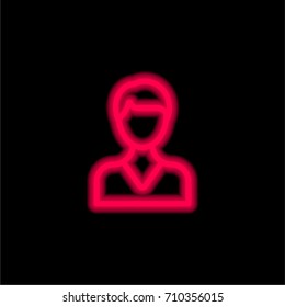 User red glowing neon ui ux icon. Glowing sign logo vector
