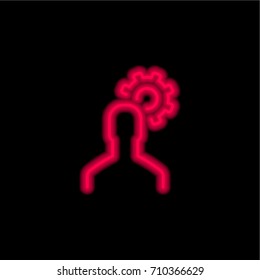 User red glowing neon ui ux icon. Glowing sign logo vector