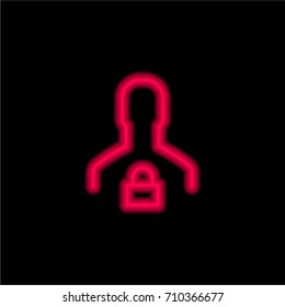 User red glowing neon ui ux icon. Glowing sign logo vector