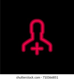 User red glowing neon ui ux icon. Glowing sign logo vector