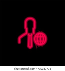 User red glowing neon ui ux icon. Glowing sign logo vector