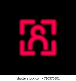 User red glowing neon ui ux icon. Glowing sign logo vector