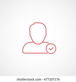 User Red Line Icon On White Background