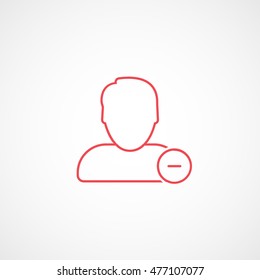 User Red Offline Delete Remove Line Icon On White Background
