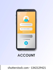 User registration. Accounting. Sign up. Login. Mobile apps kit template. User interface display. Material Design UI/UX/GUI Screens. Concept for web page, banner, presentation, social media, blog, ad.