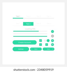 User registration UI elements kit. Signing up isolated vector components. Flat navigation menus and interface buttons template. Web design widget collection for mobile application with light theme