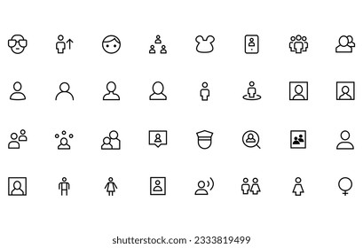User related vector icon set. Man, woman, child, profile, gay, pregnant vector illustration