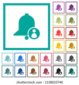 User reminder flat color icons with quadrant frames on white background
