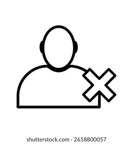User removal, linear style icon. User profile icon with an deletion symbol, removal . Editable stroke width.