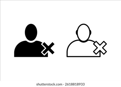  Benutzerentfernung, lineares Stil-Symbol-Set. Benutzerprofil-Symbol mit einem Löschsymbol, Entfernen . Bearbeitbare Strichbreite