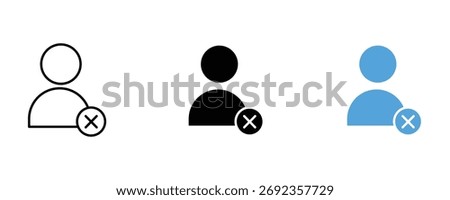 User remove icon set vector on white background. account, person, delete, cancel, symbol, sign, shape, design, element, graphic, simple, symbol.