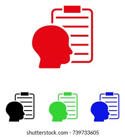 User Report Page icon. Vector illustration style is a flat iconic user report page symbol with black, red, green, blue color versions. Designed for web and software interfaces.