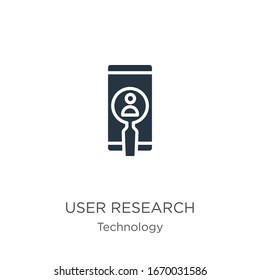 Vector de icono de investigación de usuario. Icono moderno de investigación de usuarios planos de la colección de tecnología aislada en fondo blanco. La ilustración vectorial se puede utilizar para diseño gráfico web y móvil, logotipo, eps10