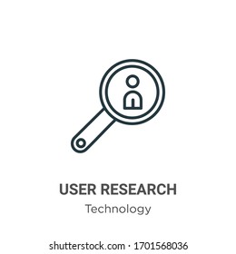 User research outline vector icon. Thin line black user research icon, flat vector simple element illustration from editable technology concept isolated stroke on white background