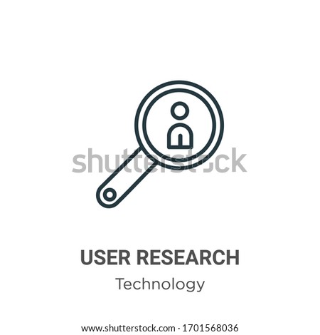 User research outline vector icon. Thin line black user research icon, flat vector simple element illustration from editable technology concept isolated stroke on white background Foto d'archivio © 