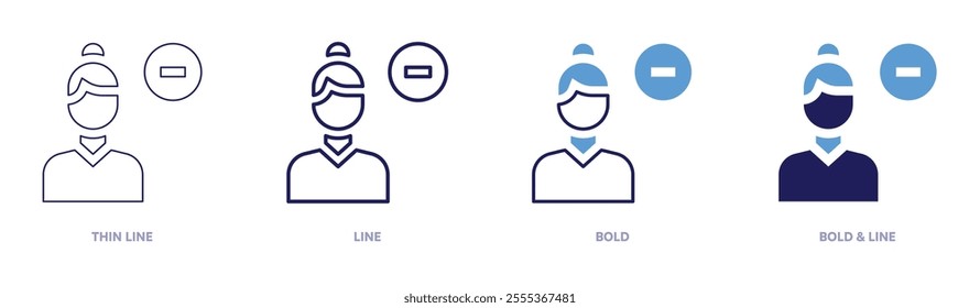 User retention icon in 4 different styles. Thin Line, Line, Bold, and Bold Line. Duotone style. Editable stroke.