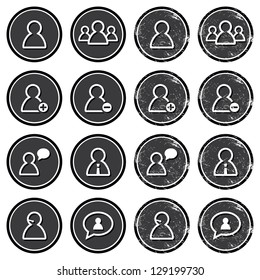 User retro labels set - businessman, customer service, staff avatars