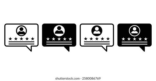 user review rating feedback icon vector design template black white color illustration sets