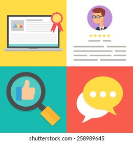 Concepto de revisiones de usuario, iconos vectoriales