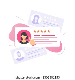 User reviews, customer experience management vector illustration