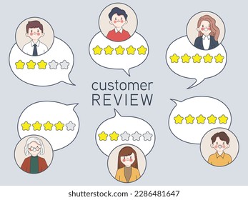 User reviews and feedback concept. User reviews online. Customer Review with rating star.