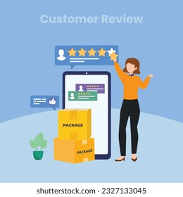 User reviews and feedback concept. User reviews online. Customer feedback review experience rating concept. User client service message. Vector illustration.