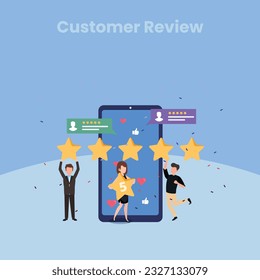 User reviews and feedback concept. User reviews online. Customer feedback review experience rating concept. User client service message. Vector illustration.