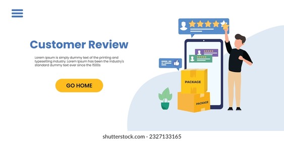 User reviews and feedback concept. User reviews online. Customer feedback review experience rating concept. User client service message. Vector illustration.